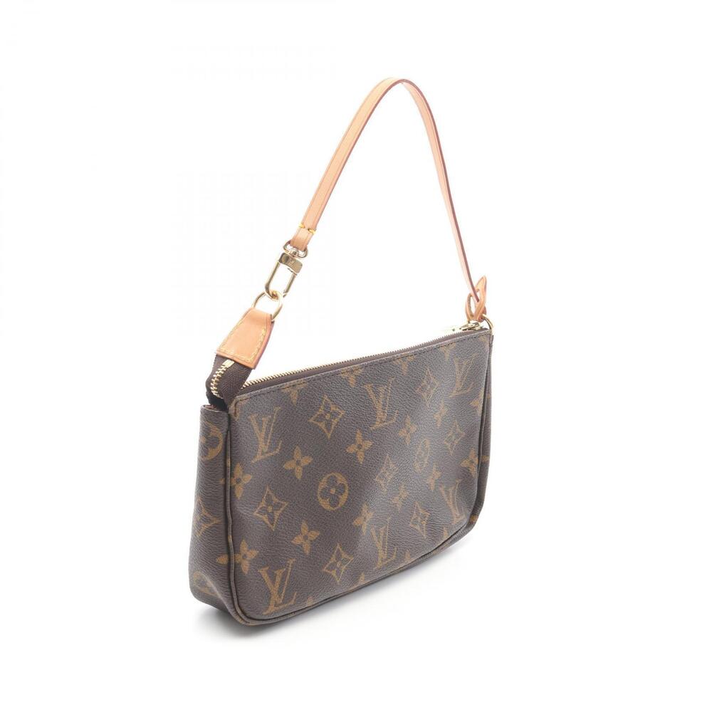Louis Vuitton Accessoires Pochette Monogram Leather Handbag Canvas Brown